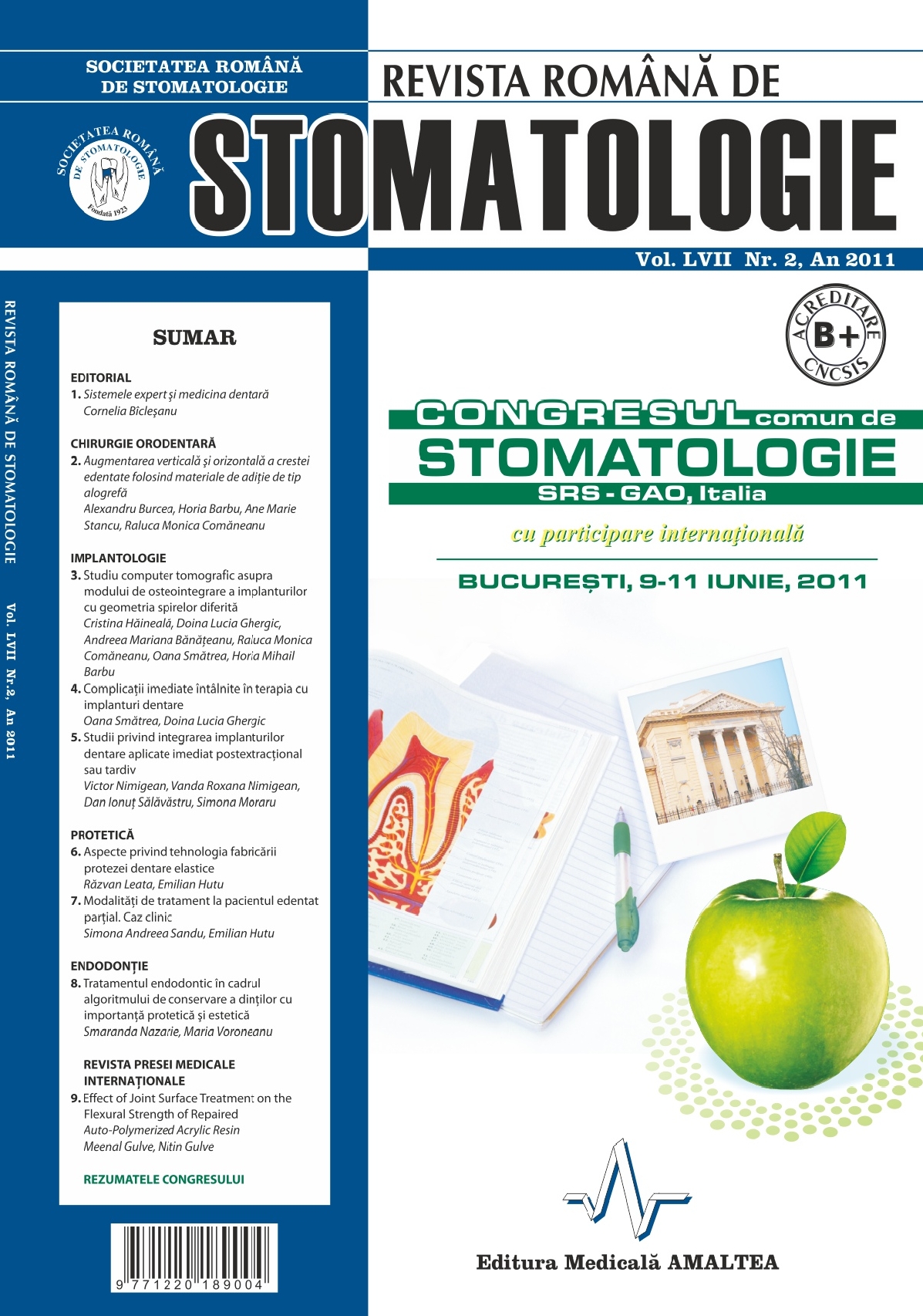 Revista Romana de STOMATOLOGIE - Romanian Journal of Stomatology, Vol. LVII, Nr. 2, An 2011