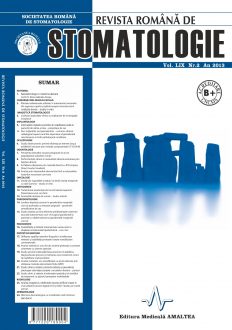 Revista Romana de STOMATOLOGIE - Romanian Journal of Stomatology, Vol. LIX, Nr. 2, An 2013