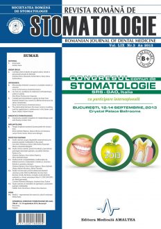 Revista Romana de STOMATOLOGIE - Romanian Journal of Stomatology, Vol. LIX, Nr. 3, An 2013