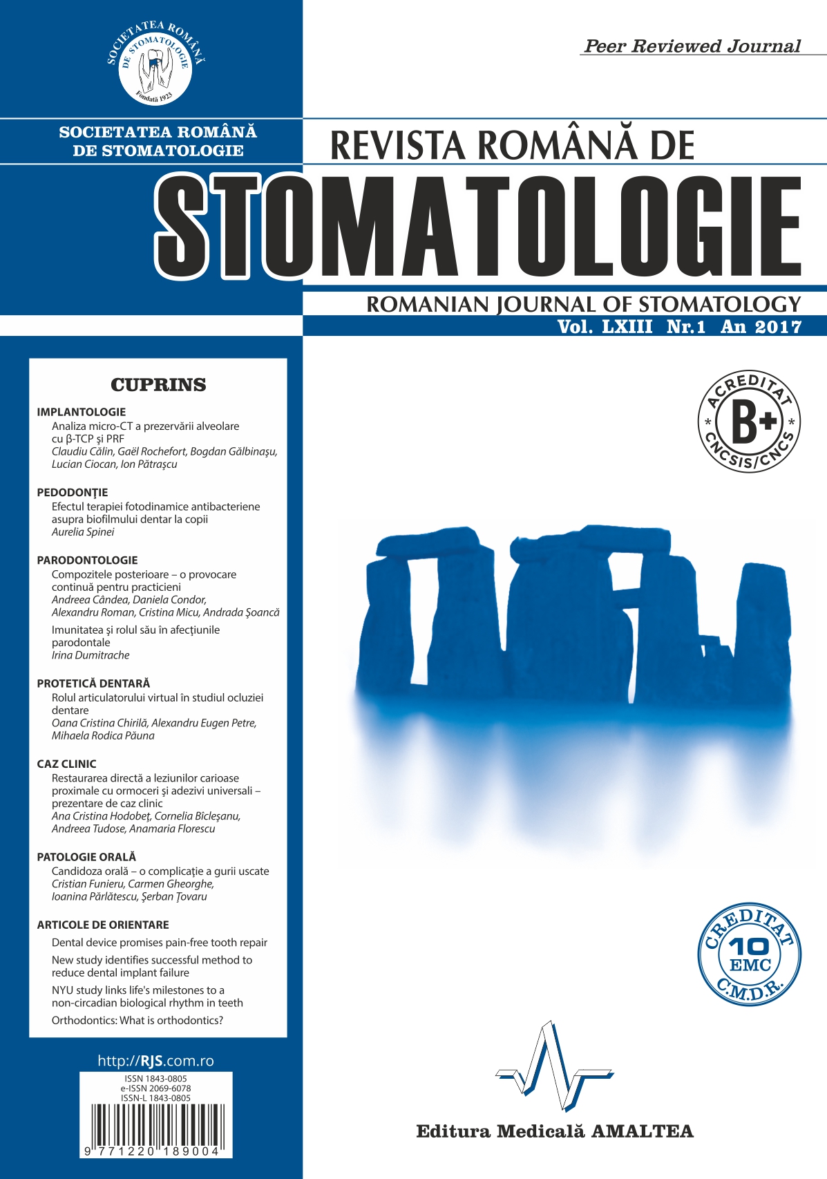Revista Romana de STOMATOLOGIE - Romanian Journal of Stomatology, Vol. LXIII, Nr. 1, An 2017