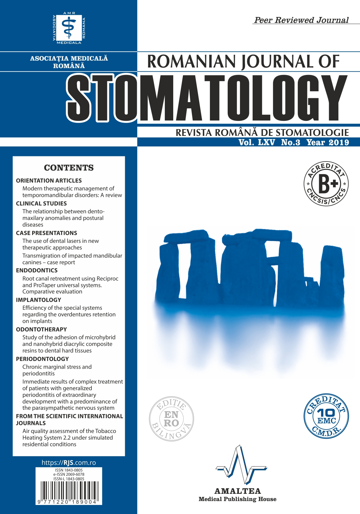 Revista Romana de STOMATOLOGIE - Romanian Journal of Stomatology, Vol. LXV, Nr. 3, An 2019