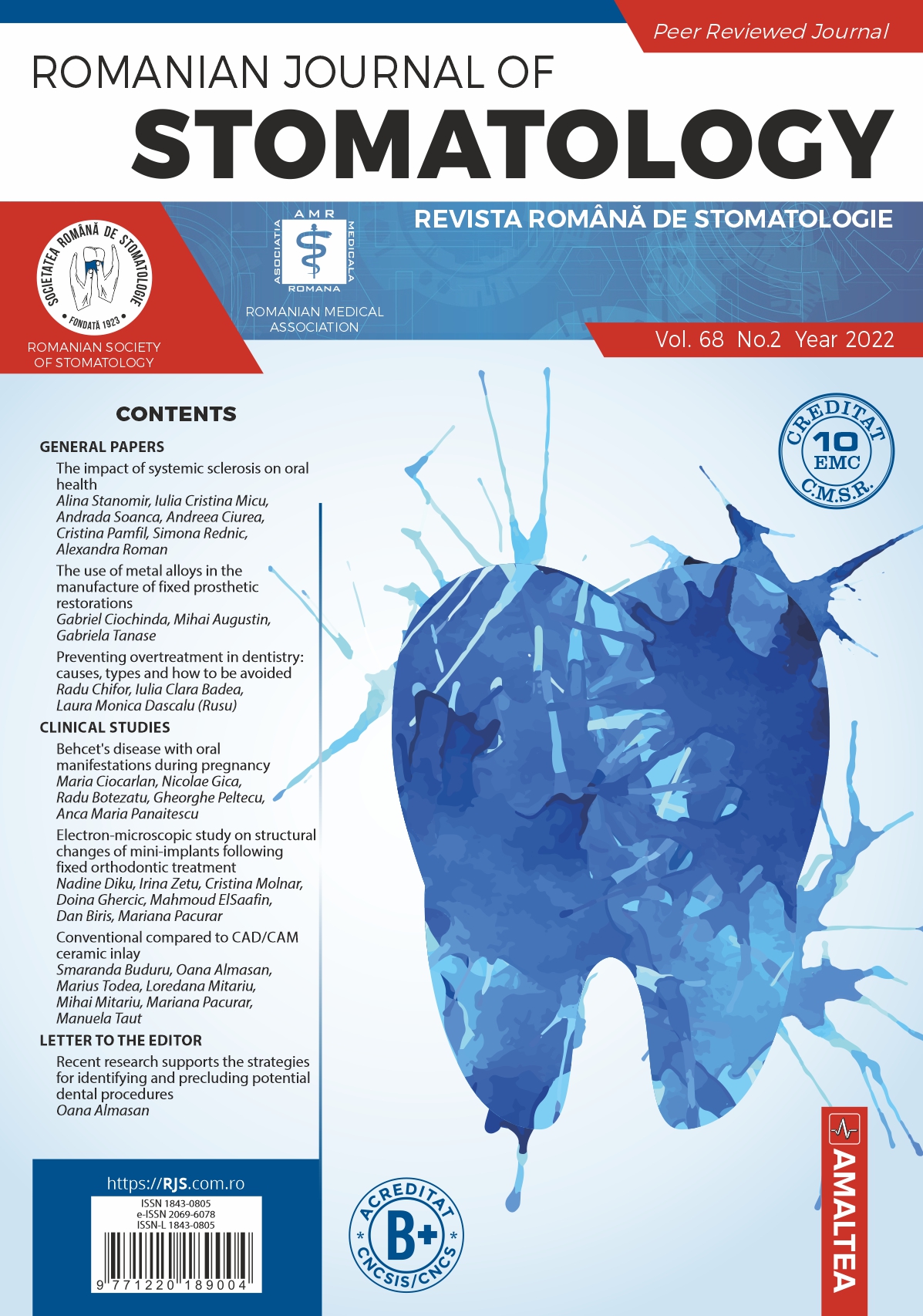 Romanian Journal of Stomatology - Vol. 68, No. 2, Year 2022